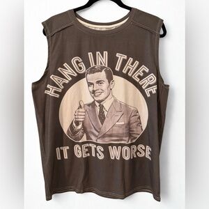 New "Hang In There It Gets Worse" Vintage-Style Graphic Muscle Tank Top Black